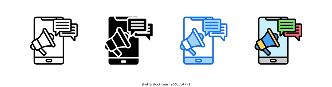 Conjunto de iconos de marketing de chat Colección de estilos múltiples