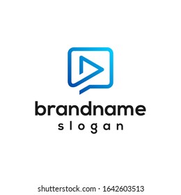 chat media play logo design vector
