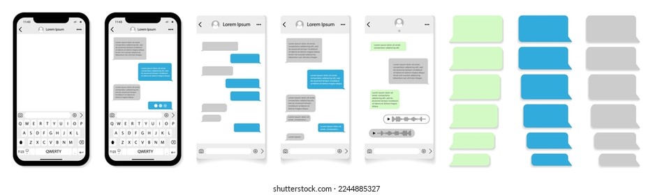 Chat message app frame for smartphone. Messaging with speech bubble