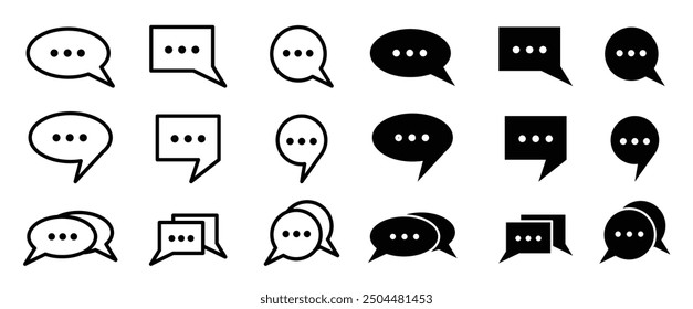 Chat message bubble icon set. talk text dialogue box vector symbol. feedback pictogram. speech icon. social media comment button collection.