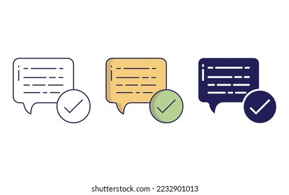 Chat, mensaje, línea de burbuja de chat e icono de glifo, ilustración vectorial