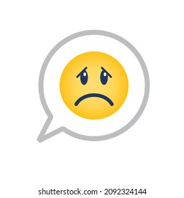 Chat message bubble worried face symbol vector illustration 