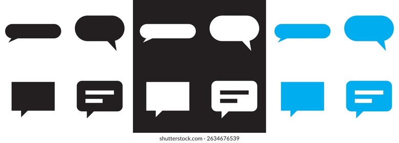 Symbol für Chat-Nachrichtenblasen. Kommunikationssymbole. Sprechblase, Dialog.  Unterhaltung, SMS, Benachrichtigung, Gruppen-Chat-Symbol. Vektorgrafik. einzeln auf weißem und schwarzem Hintergrund. EPS 10