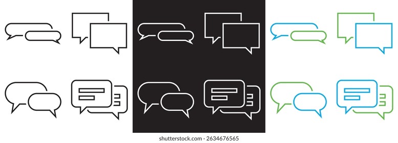 Chat Message Bubbles Icon. Communication icons. Talk bubble, dialog.  Conversation, SMS, Notification, Group Chat icon. Vector illustration. isolated on white and black background. EPS 10
