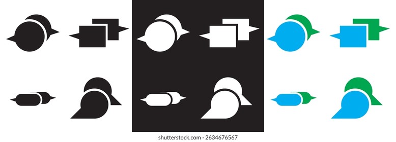 Chat Message Bubbles Icon. Communication icons. Talk bubble, dialog.  Conversation, SMS, Notification, Group Chat icon. Vector illustration. isolated on white and black background. EPS 10