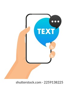 Icono de burbujas de mensajes de chat. Servicio de soporte técnico. Símbolo de chat en línea, concepto de negocio de mensajería de chat de aplicación. Los mensajes de texto son personas que envían mensajes de texto en un smartphone. Ilustración del vector