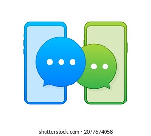 Chat Message Bubbles on smartphone screen. Social network. Messaging. Vector stock illustration