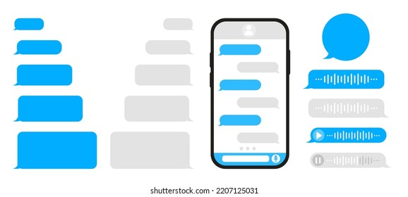 Chat, message bubbles, voice messages for the phone. Vector illustration