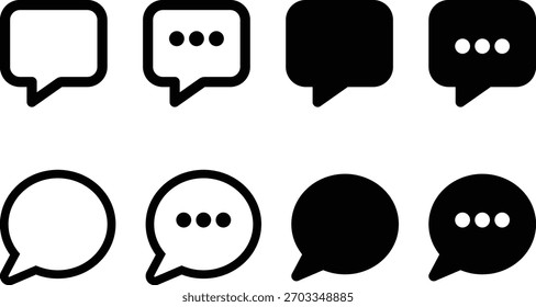 Chat message and communication icons set with varied designs