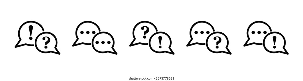 Chat message concept. Chat speech icon set. Talk, answer, question, comment, online communication. Vector.