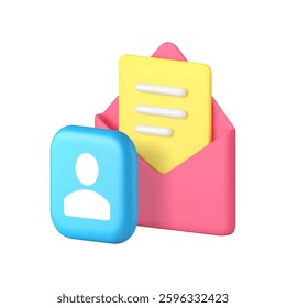 Chat message contact correspondence remotely communication 3d icon realistic vector illustration. Incoming inbox mailbox chatting dialogue feedback conversation send receive text letter envelope