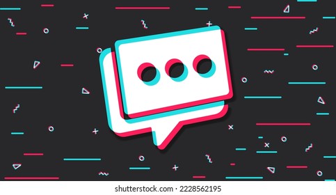 Chat message. Correspondence, communication in social networks. Glitch background. Vector illustration