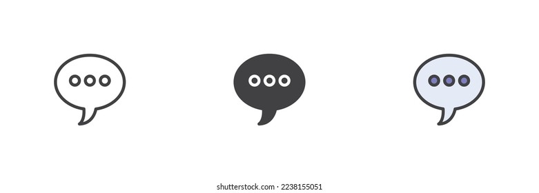 Chat message different style icon set. Line, glyph and filled outline colorful version, speech bubble outline and filled vector sign. Symbol, logo illustration. Vector graphics