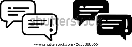 Chat Message Exclamation Icon Vector in Outline and Solid Style Representing Alert and Notification