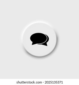 Chat und Nachricht oder Feedback auf Neomorphismus Schaltfläche lineares Symbol in Schwarz. Rahmenzeichen für Dialog und Kommunikation Logo einzeln. Illustration in sozialen Medien. Symbol für technischen Support. Vektor EPS10 