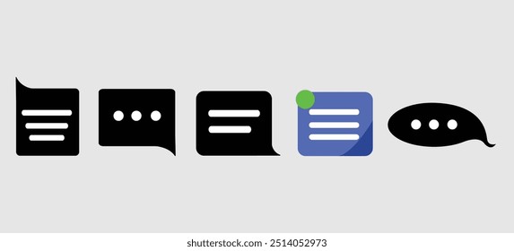 Chat Message Flat Icon, Symbol Set Vector Design