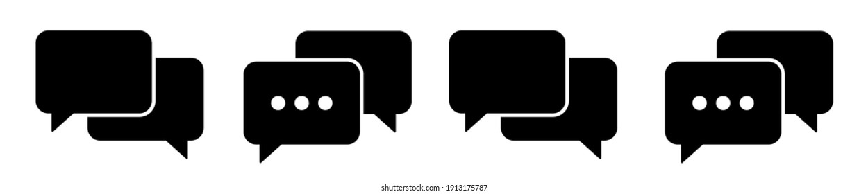 Icono de mensaje de conversación. Cuadro de burbujas de mensajes de línea en blanco. Comunicación, diálogo, retroalimentación de símbolos vectores aislados en fondo blanco. Ilustración vectorial.