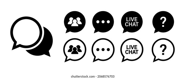 Chat message icon collection. Chat speech bubble vector signs. Chat message elements templates. Stock vector. EPS 10