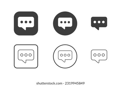 Chat message icon design 6 variations. Isolated on white background.