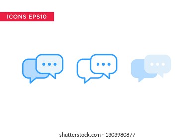 chat, message icon in line, outline, filled outline and flat design style isolated on white background. vector eps10