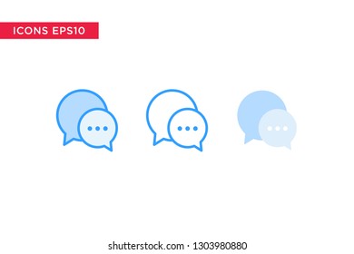 chat, message icon in line, outline, filled outline and flat design style isolated on white background. vector eps10