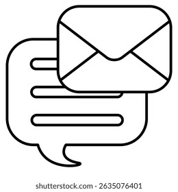 Chatbericht pictogram vertegenwoordigd door envelop, chatbox lijn stijl.