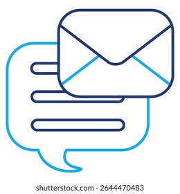 Chat Bericht pictogram vertegenwoordigd door envelop, chatbox Dual Line stijl.