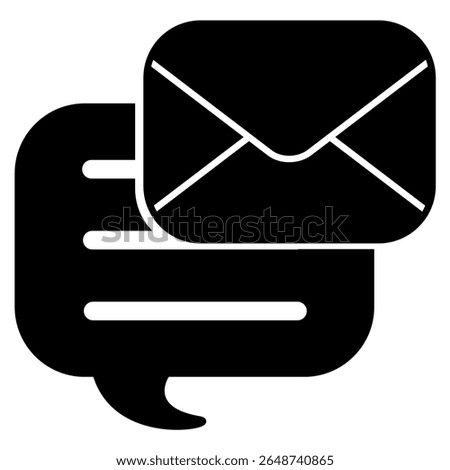 Chat Message icon represented by envelope, chatbox Black Filled style.