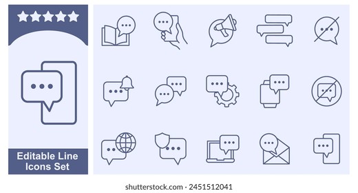 Chat and message icon set. dialogue speech message balloon symbol template for graphic and web design collection logo vector illustration