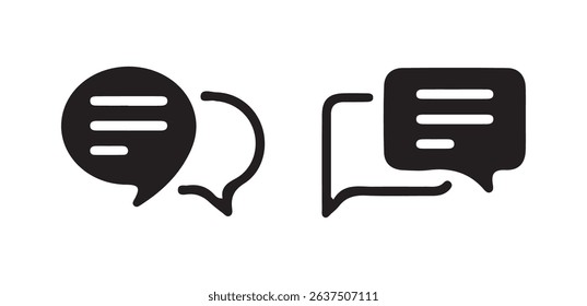 Chat Message Icon Set – Flat Design Speech Bubble Symbols for Communication
