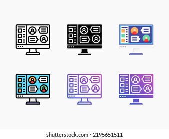 Icono de mensaje de chat con línea, contorno, plano, relleno, glifo, color, gradiente. Actrazo editable y píxel perfecto. Se puede usar para productos digitales, presentación, diseño de impresión y más.