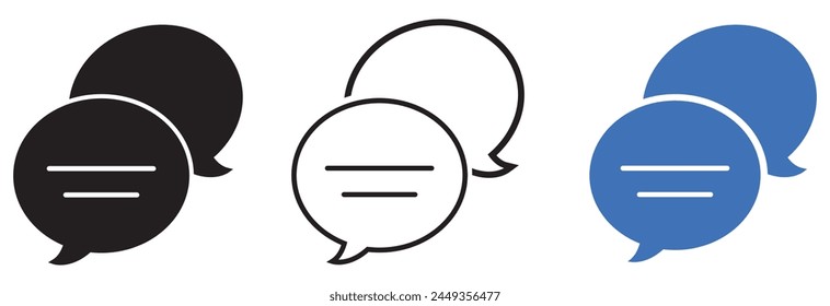 chat message icon set, Chat speech bubble, Social media message. Vector illustration isolated on white background.