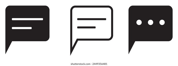 chat message icon set, Chat speech bubble, Social media message. Vector illustration isolated on white background.