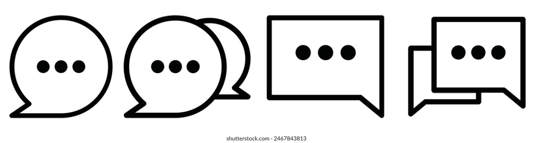 chat message icon set, Chat speech bubble, Social media message. Vector illustration isolated on white background. eps 10
