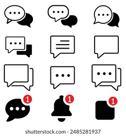 Chat message icon set, Chat speech bubble, Social media message. Vector illustration