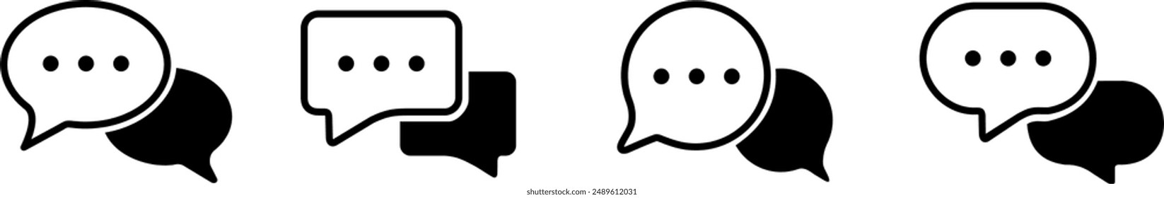 Chat message icon set, Chat speech bubble, Social media message. Vector illustration