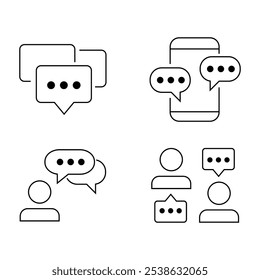 Chat message icon set. Speech bubbles with text messages symbol. Vector EPS 10