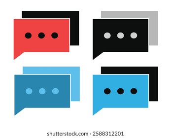 chat message icon set, Chat speech bubble, Social media message. Vector illustration.