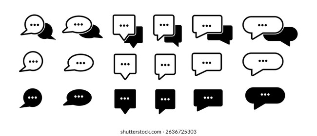 Chat message icon set, Chat speech bubble.