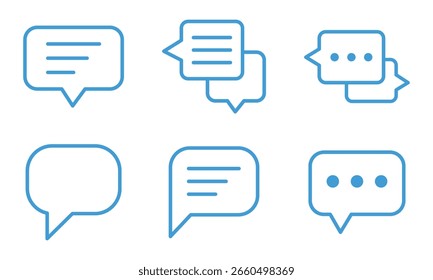 Chat-Nachrichten-Icon-Set, Chat-Sprechblase, Social Media-Nachricht. Vektorgrafik einzeln auf weißem Hintergrund. 10 EPS