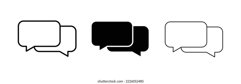 chat message icon set, Chat message icon symbol. Chat speech bubble, Social media message. Vector illustration