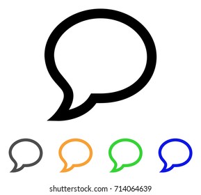Chat Message icon. Vector illustration style is a flat contour iconic chat message symbol with black, gray, green, blue, yellow color variants. Designed for web and software interfaces.