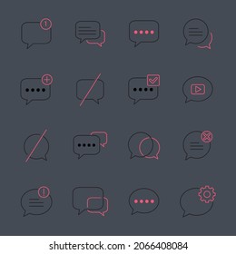 Chat and message icons set. Chat and message pack symbol vector elements for infographic web