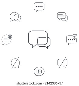 Chat und Message Icons Set . Chat- und Nachrichtensymbole, Vektorelemente für Infografiken