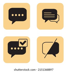 Iconos de chat y mensaje configurados. Símbolo de chat y de paquete de mensajes vectores para web infográfica