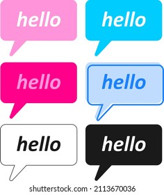 Chat message with inscription hello. Chat message icon. Vector, cartoon illustration. Vector.