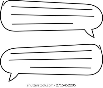Conjunto De Ícones De Linha De Mensagem De Chat. Balão de Fala, Caixa de Diálogo, Caixa de Bate-papo, Caixa de mensagem Converse bate-papo símbolos de diálogo fino. Balão doodle estilo de símbolo de sinal de pensamento. Nuvem cômica de mensagens de voz.