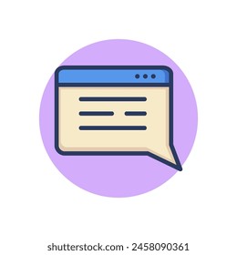 Chat message line icon. Speech bubble, browser, notification outline sign. Communication, internet, network concept. Vector illustration, symbol element for web design and apps