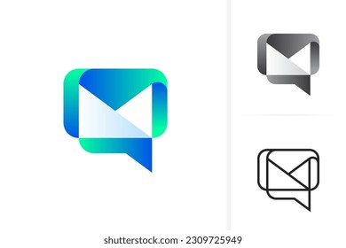 Chat Message logo. Chatting icon vector. M. Speak. Bubble Chat. Talk. Consulting. Communication. Modern Minimalist Logo Design. app icon