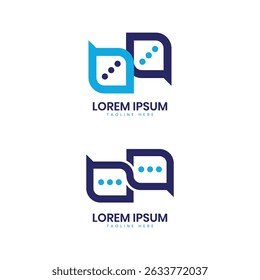 Design de logotipo de mensagem de chat para conceito de negócio de site e aplicativo conversando com mídias sociais